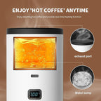 RQUOIRE 3-in-1 Portable Coffee Maker, Espresso Machine, Self-Heating Travel Coffee Maker Compatible with NS, DG Pods & Ground Coffee, Small Mini Espresso Machine for Car Camping, Hiking With Stand