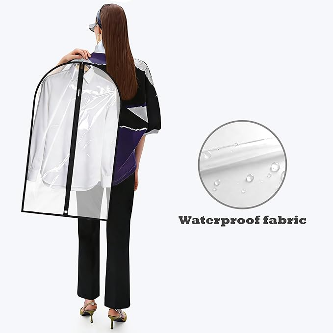 Garment Bags for Hanging Clothes, 45'' Suit Bag Cover for Storage and Travel, Dress Bags for Gowns Long, 2 Pack (Clear)