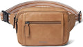 LATMAP 3L TRIPLE ZIP Fanny Packs Belt Bag For Women Men Crossbody Waist Pack Sling Chest Bum Travel Bag Purse Faux Leather Fashion Cute Tan