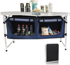 Camp Field Camping Folding Aluminum Table with Adjustable Legs for Outdoor Travel Beach, Backyards, BBQ, Party and Picnic Foldable Table