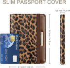 Passport Holder Cover,Traveling Passport Case Cute Passport Wallet for Women,Leopard