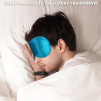 Silk Sleep Mask 100% 22 Momme Mulberry, Sleep Eye Mask for Women Men, Blackout Blindfold with Adjustable Strap, Side Sleeper Eye Cover, Soft Eyeshade Filled with Premium Mulberry Silk (Peacock Blue)