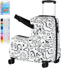 smilesun 22" Kids Ride-On Suitcase with Safety Strap, Multifunctional Kids' Luggage with Double Spinner Wheels, Durable and Lightweight for Boys and Girls Ages 2-10 (White, 20-inch)