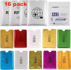 Luumxai 16 RFID Blocking Sleeves Set (10 Credit Card Holders & 4 Passport Protectors) Identity Theft Protection Secure Sleeves Set.Waterproof aluminum foil slim Design easily into your Wallet