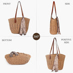 Trifabricy Beach Bags for Women, Summer Straw Bag, Woven Straw Beach Tote Bag Shoulder Handbags