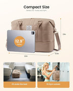 LOVEVOOK Travel Duffel Bag - Versatile Weekender Bag for Women, Puffer Carry On & Overnight Bag for Short Trips, Black/White/Brown