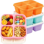4 Pack Snack Containers Bento Box Adult Lunch Box,Meal Prep Container, Reusable Food Storage lunch Containers Stackable for Work, Travel and Gym (Pink, Orange, Green, Purple)