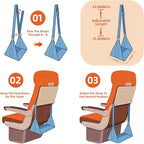 Airplane Foot Hammock, No Collapse Foot Rest for Plane Travel with Extended Adjustment Strap, Portable Desk Foot Hammock with,Cotton Denim, Foot Sling Travel Essentials to Relax Your Feet (Dark Blue)