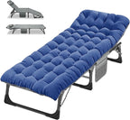 ABORON Camping Cot for Adult 28" Extra Wide, Heavy-Duty 1200D Oxford Cot for Sleeping, Portable Folding Camp Bed with Mat & Carry Bag