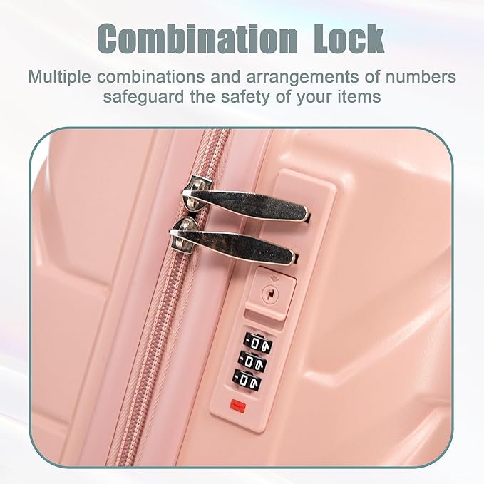 Kids Luggage Sets for Girls, 2 Piece Luggage Set, 20 Inch Rotating Wheel Suitcase with 14 Inch Cosmetic Case, Lightweight Hardshell Suitcase with 360° Spinner Wheels for Travel (Pink)