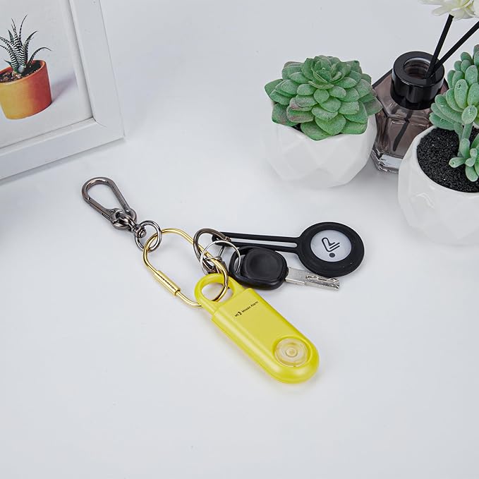 130dB Personal Safety Alarm Ultra Bright Strobe Light Loud Sound Keychain Siren with Carabiner for Women, School Children. Hiking Alarm Bear Deterrent. SOS Emergency Alerts. Lemon Yellow