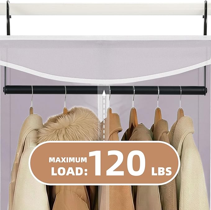 STORAGE MANIAC 57" Long Garment Bags for Hanging Clothes Garment Cover for Closet Storage, Large Hanging Garment Bag for Dresses, Suits, Coats, Zipper Cover with Sealed Clear Window, Grey 2 Pack