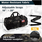 Tactical Gym Bag for Men，50L Large 3 in 1 Sports Duffle Bag with Shoes Compartment for Travel,Water Resistant Travel Backpack Weekender Overnight Bag with Wet Pocket for Women