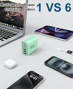 90W GaN USB C Charger Block [2 Pack],6-Port USB C Wall Charger Fast Charging 45W PD Power Adapter for MacBook Air/iPad Pro/iPhone 17Pro Max/Samsung Galaxy S24 Ultra/Tabs for Home Travel