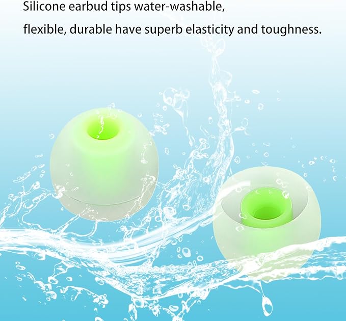 Silicone Earbud Tips - S M L, Fit Most In-Ear Earbuds (Inner Hole 3.8mm - 5.1mm), 9 Pairs