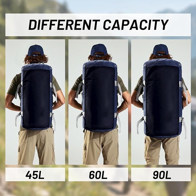 MIER Large Duffel Backpack Sports Gym Bag with Shoe Compartment, Heavy Duty and Water Resistant, Navy Blue, 45L