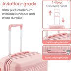 4 Piece Luggage Set, Hardside Expandable Lightweight Suitcase with 360° Mute Spinner Wheels Luggage Sets, TSA Lock, 14/20/24/28 Inch Travel Luggage for Men, Women and Girls (Pink 3)