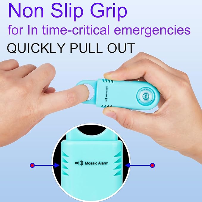 135dB Rechargeable Mutual SOS Paging Personal Alarm Non Slip Grip Keychain Siren for Women. Built-in Ultra-Bright Flashlight. Emergency Alerts Loud Sound Hiking Bear Alarm. Aqua