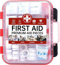 400 Pieces All-Purpose First Aid Kit - Organized Dual-Layer Wall - Professional Medical Kit for Home, Car, Camping, Travel, Office, Outdoor, Business & Sports