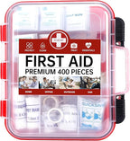 400 Pieces All-Purpose First Aid Kit - Organized Dual-Layer Wall - Professional Medical Kit for Home, Car, Camping, Travel, Office, Outdoor, Business & Sports