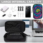 Tie Dye Print Portable Travel Cable Organizer Bag, Tech Storage Bag for Cord, Charger, Phone, Earphone, Hard Drive, USB, SD Card and Electronic Accessories