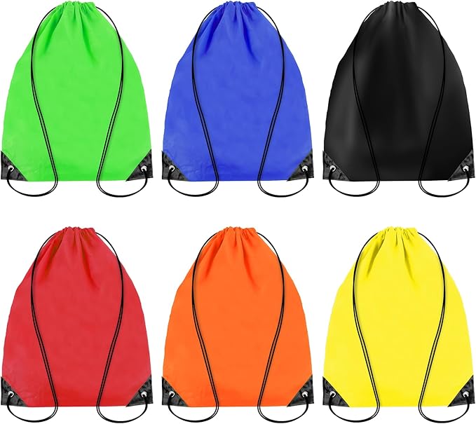 6PCS Drawstring Backpack - Drawstring Gym Bag Waterproof Bags Bulk String Backpack Sports Cinch Bags String For Gym, Sports, Storage, Travel, Camp, Sturdy and Durable