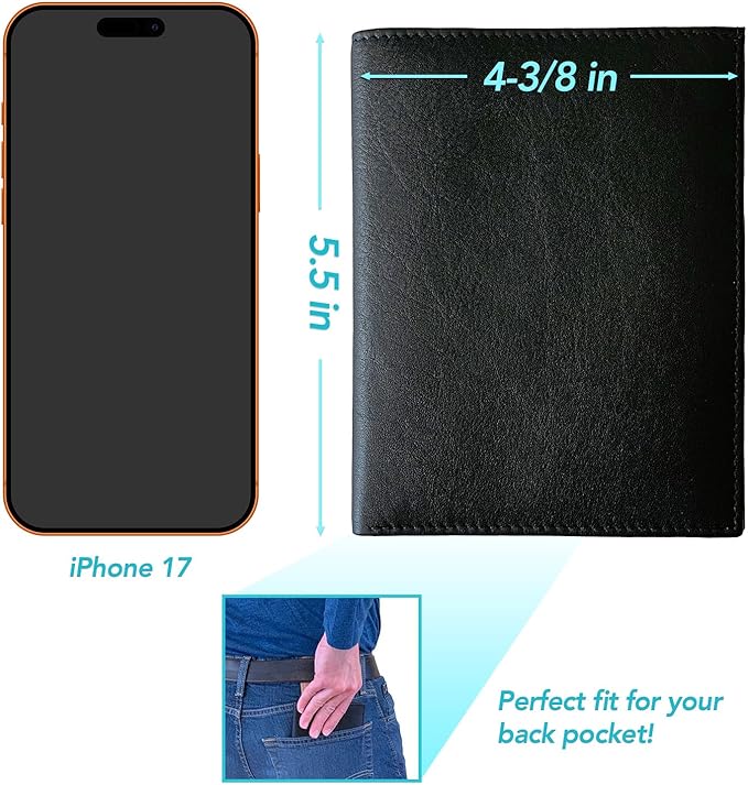 Black RFID Genuine Leather Passport Wallet
