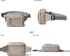 LATMAP 3L TRIPLE ZIP Fanny Packs Belt Bag For Women Men Crossbody Waist Pack Sling Chest Bum Travel Bag Purse Faux Leather Fashion Cute Grey