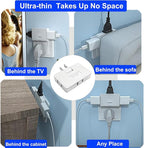 Flat Outlet Extender,3 Way 2 Prong180 Degree Portable Swivel Wall Tap Plug,Ultra Thin Folding Electrical Outlet Splitter (Easy Install),Type A,White,Pack of 3