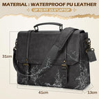 IGOLUMON Messenger Bag for Men 15.6 inch Vintage Leather Waterproof Laptop Briefcase Large Computer Laptop Bag Leather Satchel Bag Retro Shoulder Bag, Grey