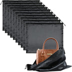 10 Pack Dust Bags for Purses and Handbags, Silk Dust Cover Storage Bag with Drawstring Travel Storage Pouch for Handbag Purse Shoes Boots (Black, 23.6 × 19.6 in)