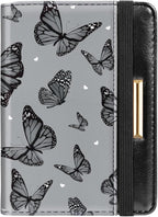 Passport Holder Cover,Traveling Passport Case Cute Passport Wallet for Women,Black Butterflies
