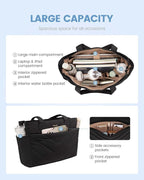 LOVEVOOK Tote Bag for Women, Puffer Work Travel Handbag with Zipper for Teacher Nurse, Quilted Cute Laptop Shoulder Gym Bag