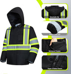 ProtectX High Visibility Waterproof Rain Gear for Men and Women, Hi Vis Reflective Safety Rain Jacket and Pant Suits Workwear