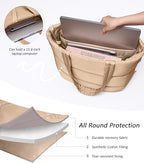 Puffer Tote Bag for Women, Lightweight Puffy Tote with Compartments, Shoulder Bag Crossbody Bags for Women Travel, Work, Gym