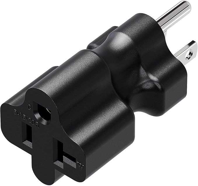 15 Amp Household AC Plug to 20 Amp T Blade Power Adapter,15 Amp to 20 Amp Plug Adapter Converter Nema 5-15P to 5-15R/5-20R Comb AC Adapter
