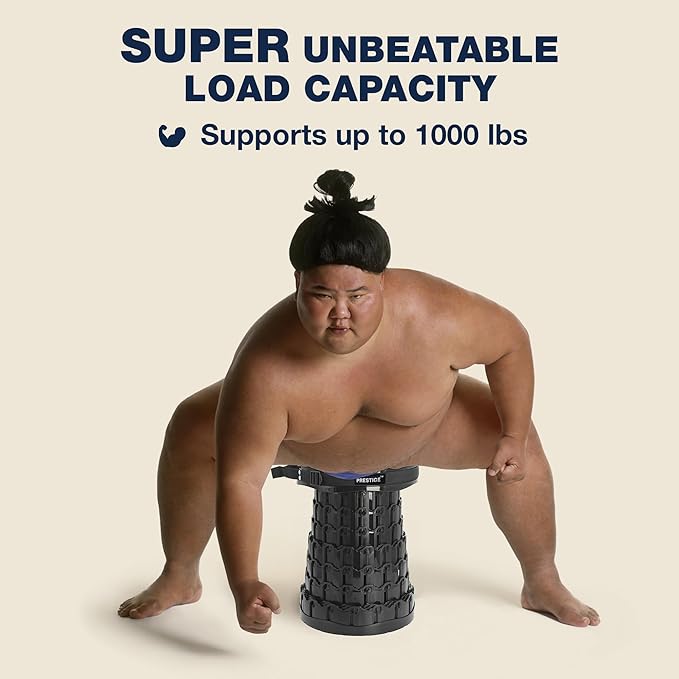 2025 XXL Collapsible Stool, 19.7" Tall, 1000lbs Max Weight, Wider & Taller Pop Up Seat, Heavy Duty Portable Retractable Folding Chair, Gift for Camping & Outdoors