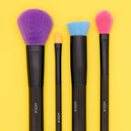 MODA Next Gen Neon Complexion 4pc Makeup Brush Kit – Face Brush Set for Foundation, Blush & Contour – Vegan & Travel-Friendly