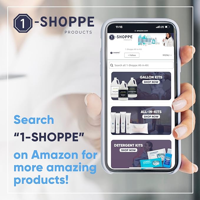 Terra Pure Hotel Soaps & Toiletries Bulk Set | 1-Shoppe Amenities Kit | 1oz Shampoo & Conditioner, Body Wash, Lotion, 1.25oz Bar Soap | Travel Size | 150 Pieces