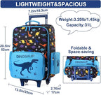 VASCHY Kids Luggage for Boys, Cute Rolling Travel Carry on Suitcase for Toddlers/Children with Wheels 18inch Dinosaur