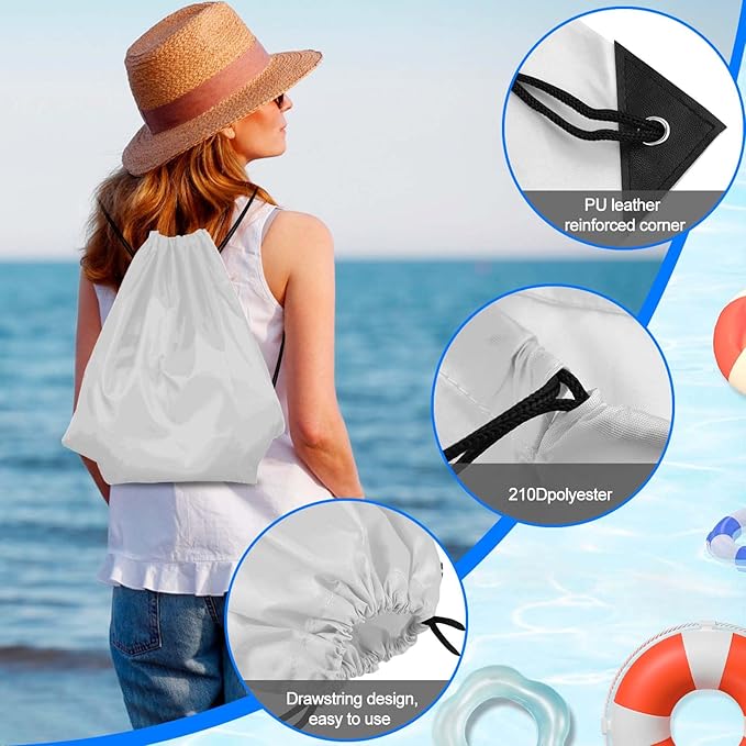 PLULON 2Pcs White Drawstring Bags Bulk Drawstring Backpack String Backpack Cinch Sack Sport Gym Backpack Bags for Yoga Traveling Outdoor Sports