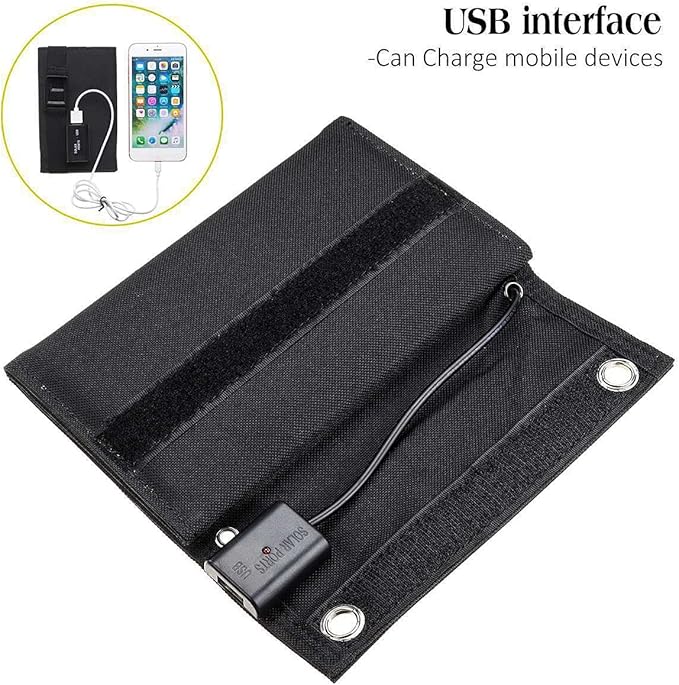 25W Portable Solar Panel Charger Output 15W 5V 1.5A 2USB, Foldable Solar Panel Charger for Laptops Phones,Mini Fans,Ipads,with a USB Extension Cable (Black)