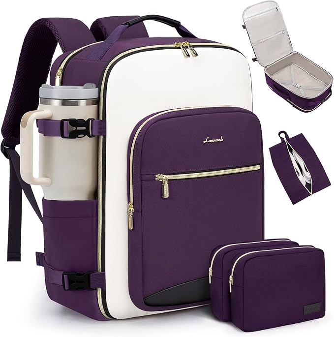 LOVEVOOK 40L Travel Backpack for Women & Men, Airline Approved Carry On Luggage with 3 Packing Cubes, TSA Overnight Bags, Waterproof Personal Item Bag, Weekender Essentials Backpacks fits 17" Laptop