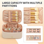 OCHEAL Beige Makeup Bag,Travel Makeup Organizer Bag, Large Capacity Cosmetic Bags For Women Large Travel Toiletry Bag Girls Traveling With Brush Slot And Divider-White