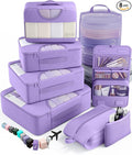 Veken 8 Set Packing Cubes for Travel Essentials, Suitcase Organizer Bags in 4 Sizes, Carry-On Luggage Accessories with Large Laundry & Hanging Toiletry Bag, Must-Have for Airplane, Road Trip & Camping
