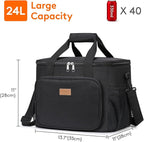 Lifewit Large Lunch Bag, Insulated Lunch Box, Soft Cooler Cooling Tote for Adult Men Women, Black 40-Can (24L)