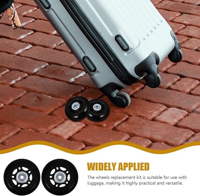4 Sets Luggage Replacement Wheels - 2.7'' Silent Rubber Wheel Repair Set for Travel Suitcase - with Mounting Accessories Fits Most Standard Luggage Cases