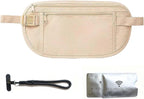 Money Belt for Travel with Anti-Theft RFID Blocking Cards Cover, Phone Wrist Strap, Passport Holder, Slim Waist Wallet Men Women, Money Pouch under Clothes for Travel, Running, Hiking, Beige