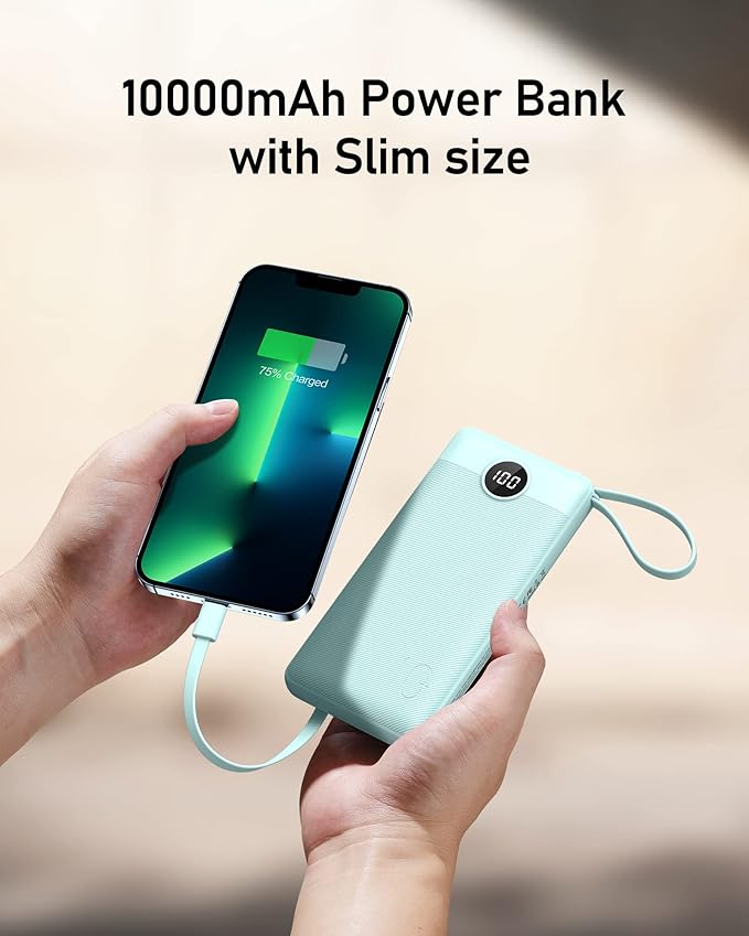 VEEKTOMX Portable Charger Built-in Cables, Power Bank for iPhone, Fast Charge USB C Battery Pack Travel Essentials Powerbank Compatible with iPhone 17/16/15/14, Samsung S25/24