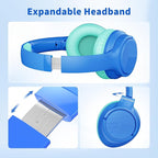 Botesty Sound Wired Headphones with Microphone, Over Ear 3.5mm Plug in Headphones with 4.9ft Tangle-Free Nylon Cord for Tablet, Laptop, MP3/4, School, Airplane Travel (Blue)